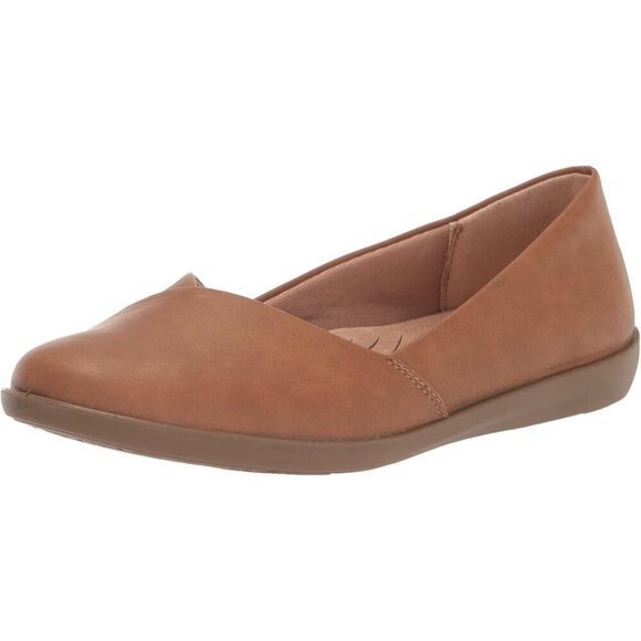 Lifestride Flat Shoes Women Tan Faux Leather Notorious Ballet Flat Comfort Shoes - Picture 1 of 9